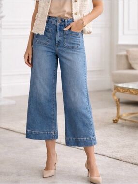Bagatelle Collection Wide-Leg Crop Jeans - Light Blue Sz 30